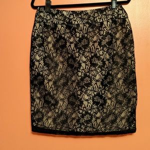 Black lace pencil skirt